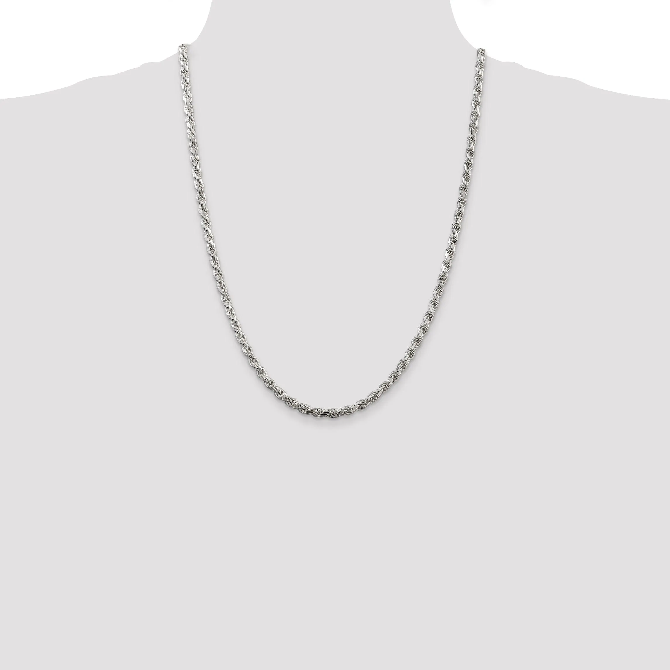 Silver Polished D.C 4.25-mm Solid Rope Chain