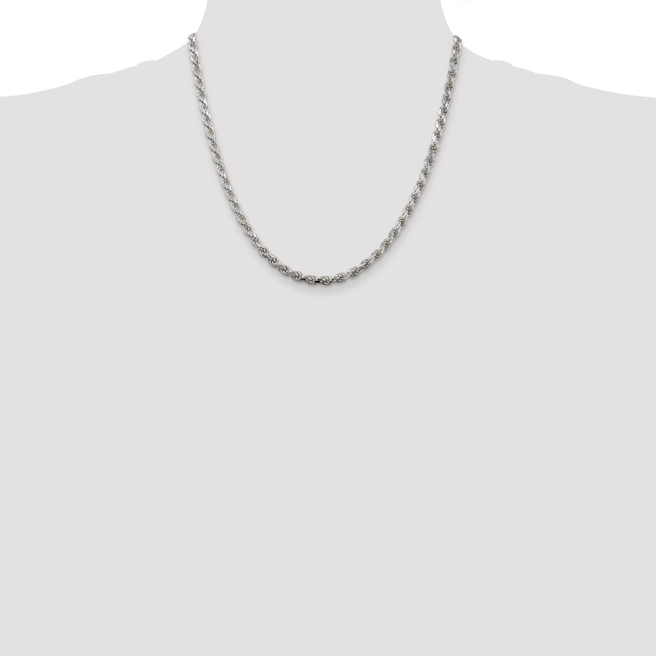 Silver Polished D.C 4.25-mm Solid Rope Chain