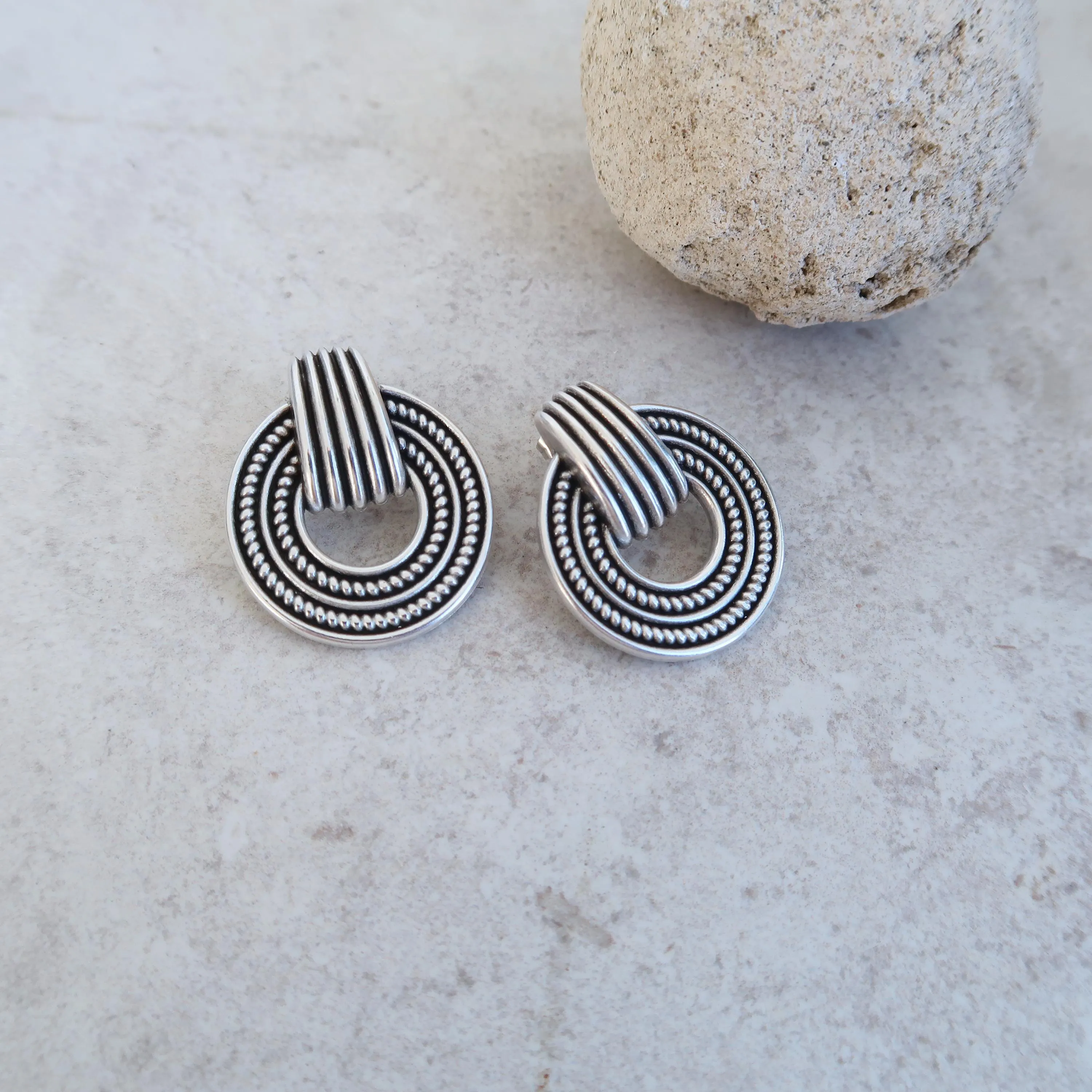 Silver Twisted Rope Stud Earrings