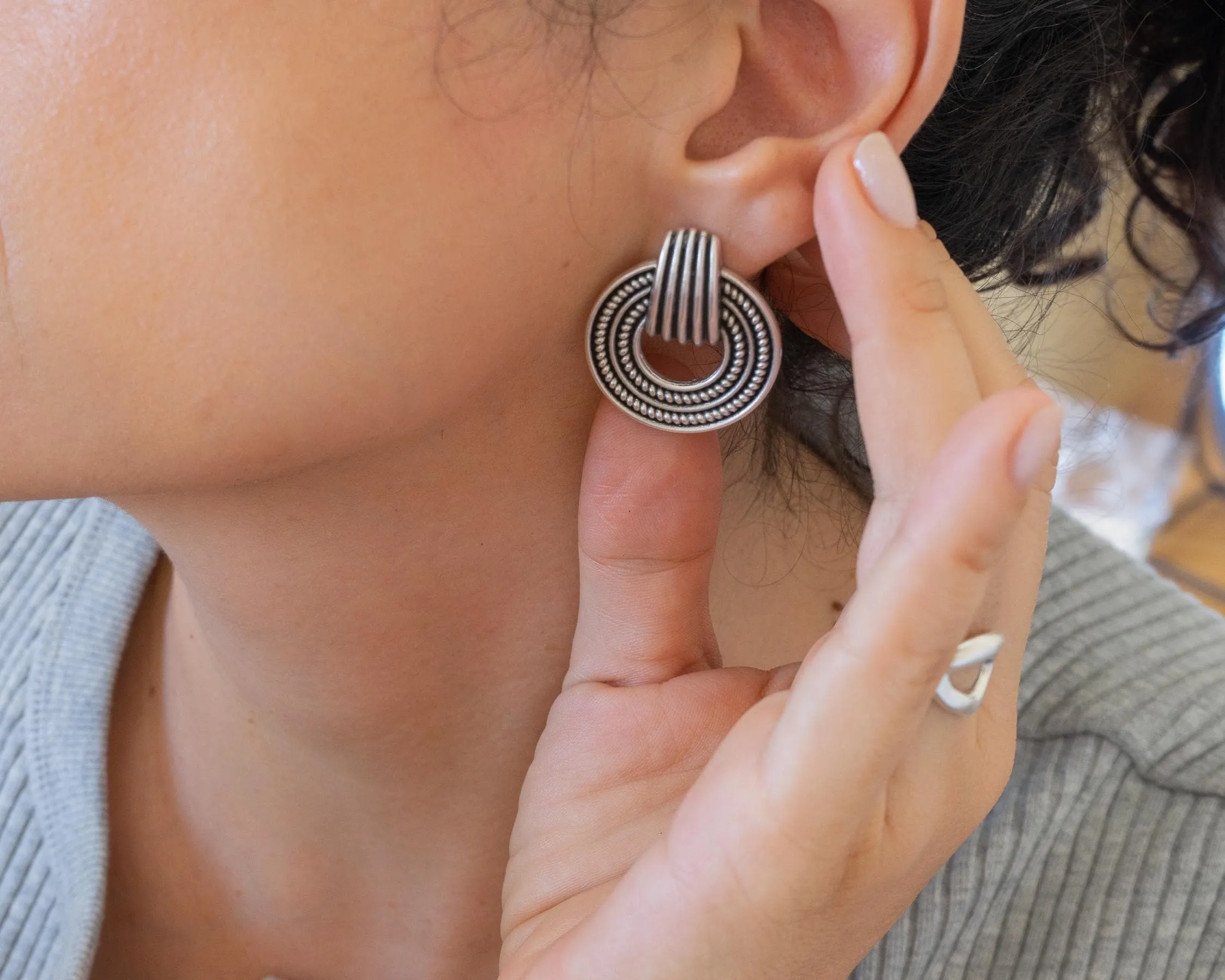 Silver Twisted Rope Stud Earrings