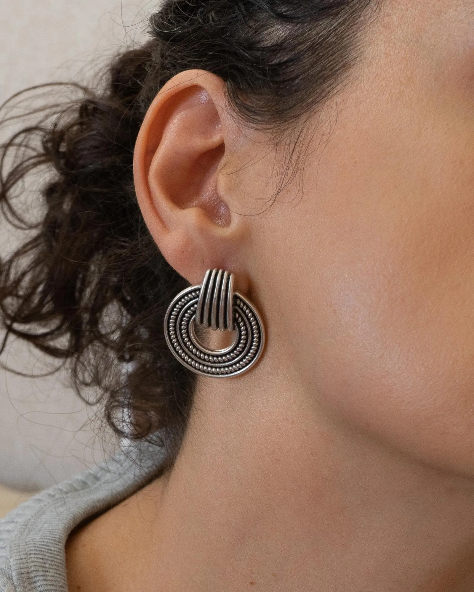 Silver Twisted Rope Stud Earrings