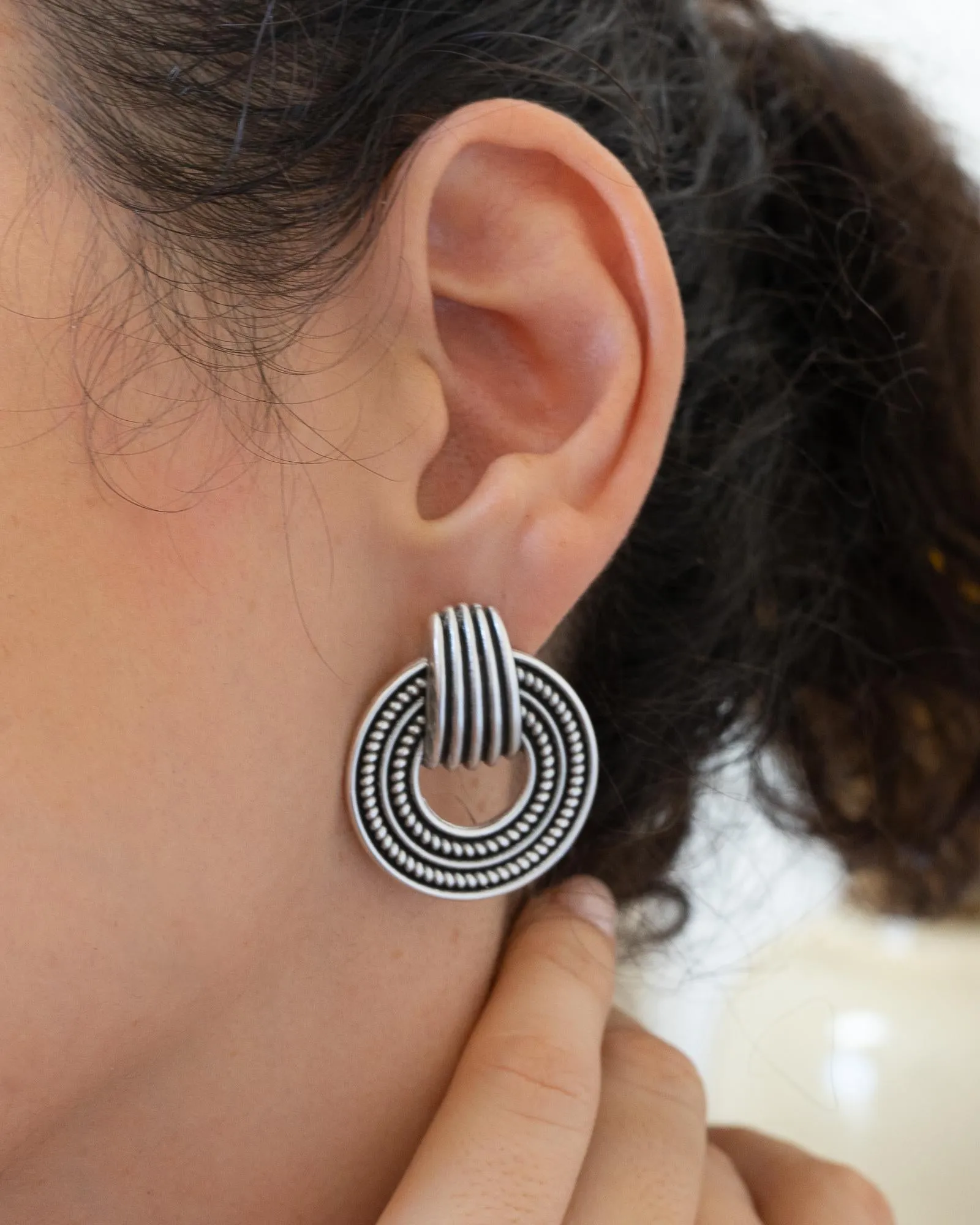 Silver Twisted Rope Stud Earrings