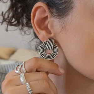 Silver Twisted Rope Stud Earrings