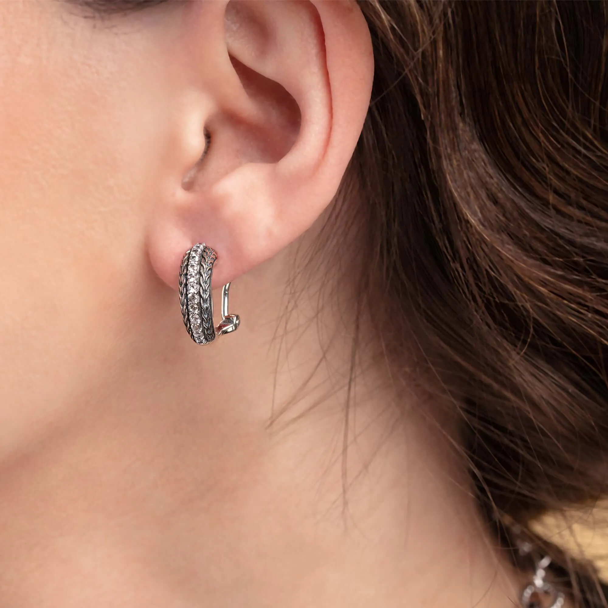 Silver Woven Hug Earrings