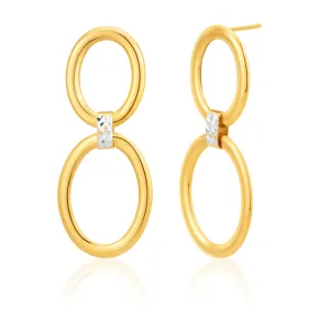 Silverfilled Double Drop Diamond Cut Hoop Earrings