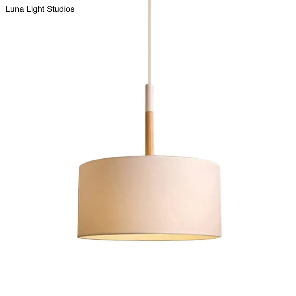Simple Drum Pendant Light Kit - Fabric Shade, 1 Light, 10"/16" Dia in White/Black