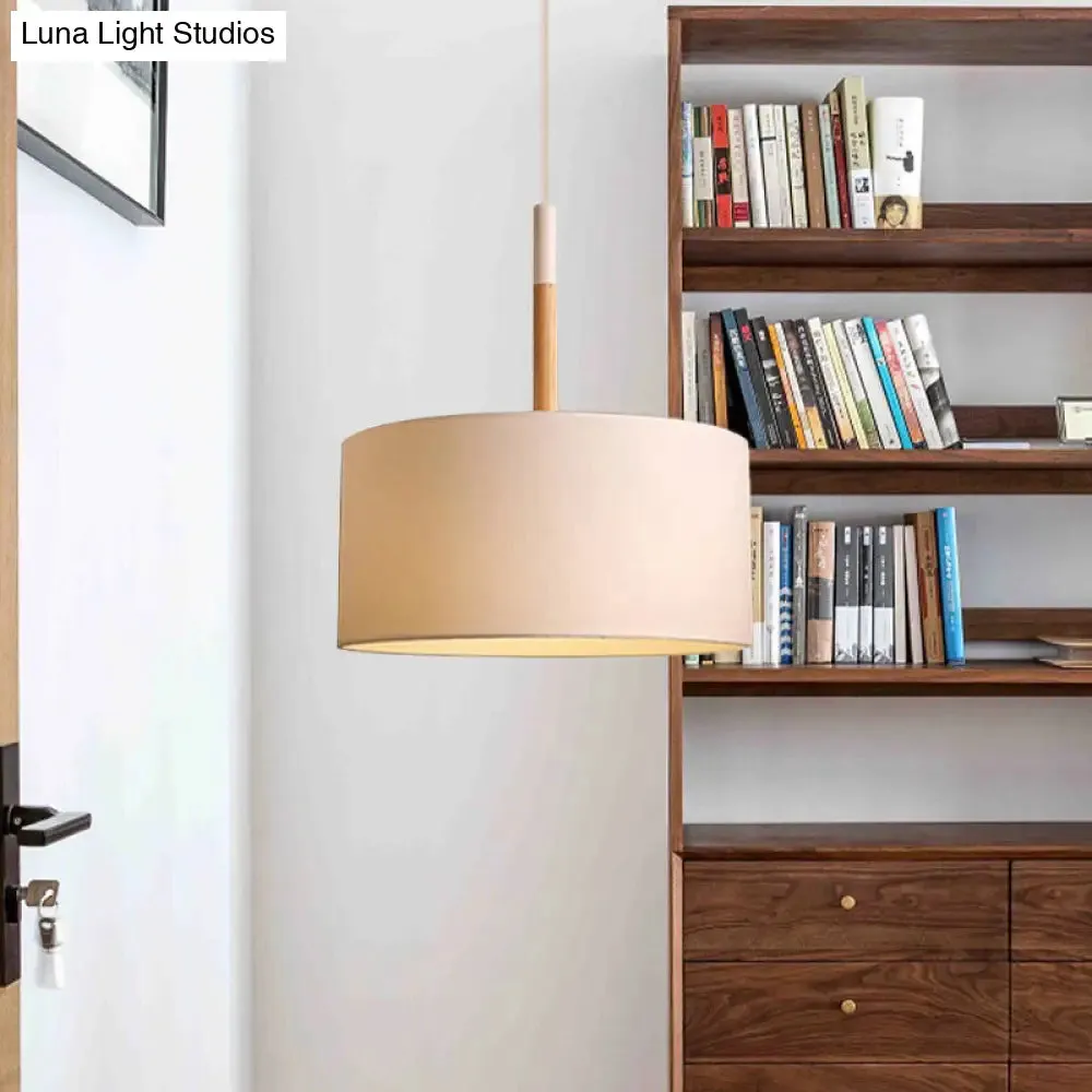 Simple Drum Pendant Light Kit - Fabric Shade, 1 Light, 10"/16" Dia in White/Black