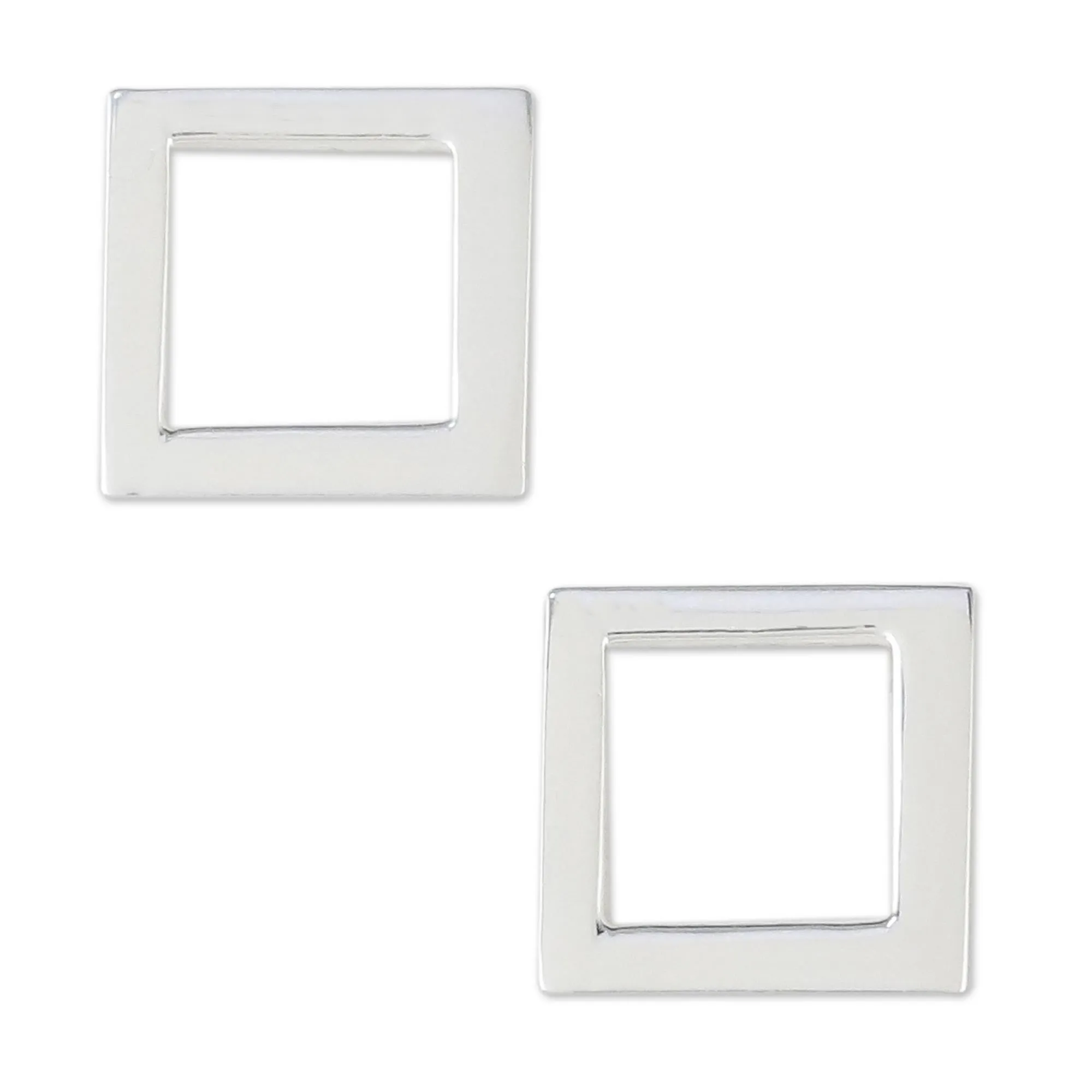 Simple Squares Sterling Silver Square-Shaped Post Earrings from Thailand