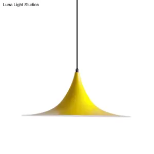 Simplicity Trumpet Pendant Light - 16"/19" Metal, 1-Light, Black/Grey/White