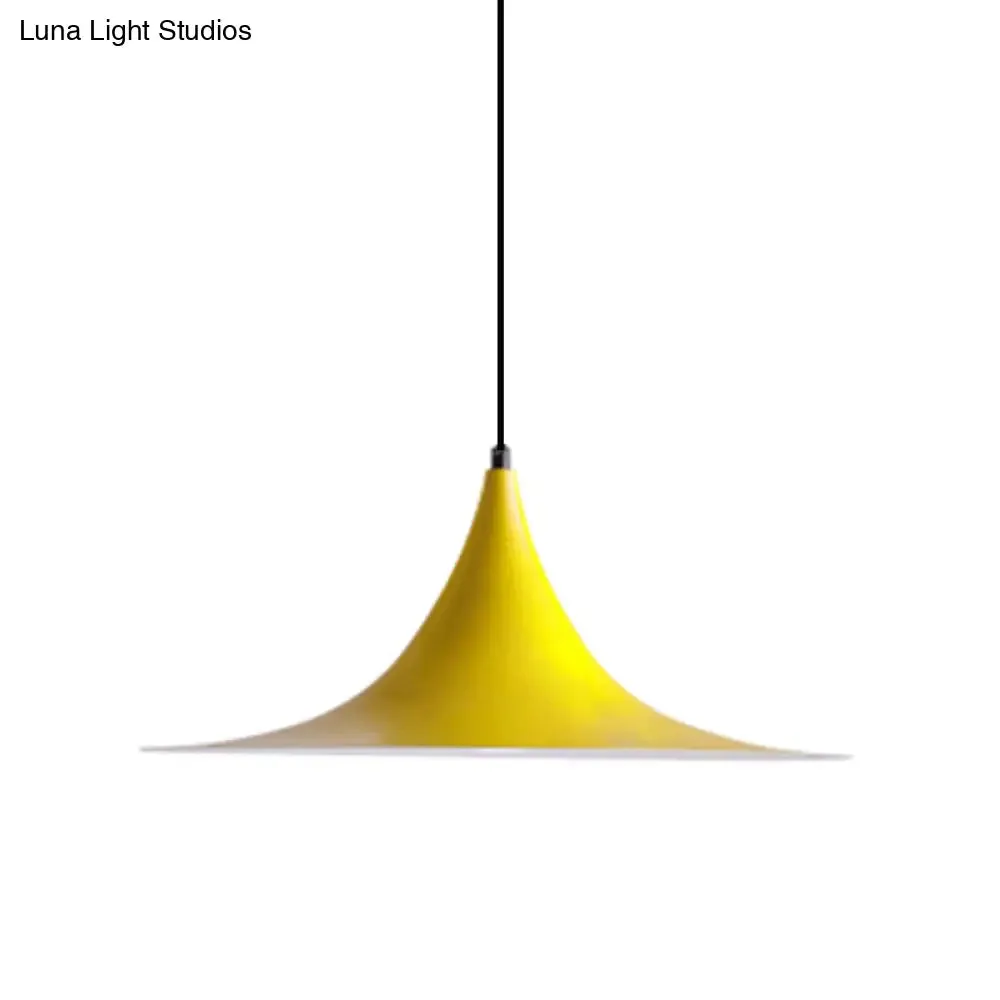 Simplicity Trumpet Pendant Light - 16"/19" Metal, 1-Light, Black/Grey/White