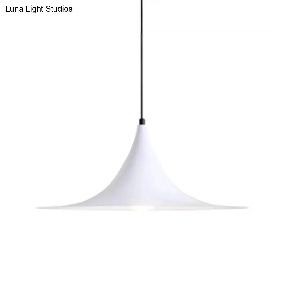 Simplicity Trumpet Pendant Light - 16"/19" Metal, 1-Light, Black/Grey/White
