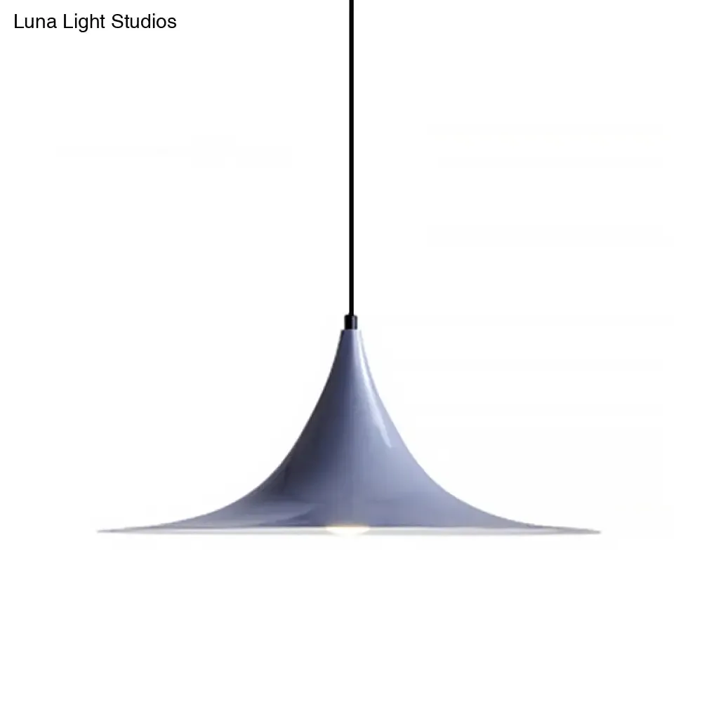 Simplicity Trumpet Pendant Light - 16"/19" Metal, 1-Light, Black/Grey/White