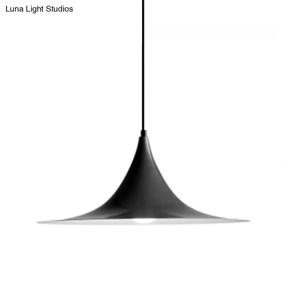 Simplicity Trumpet Pendant Light - 16"/19" Metal, 1-Light, Black/Grey/White