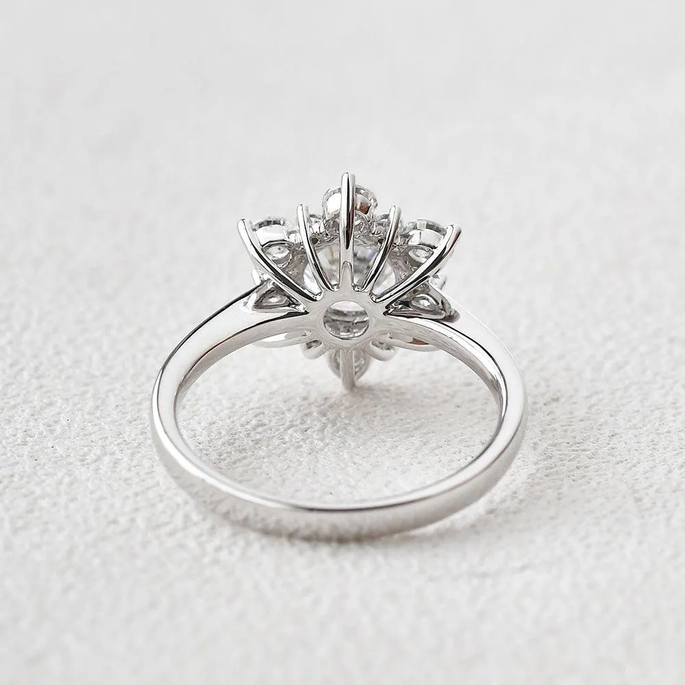 Snowflake Shaped Moissanite White Gold Ring