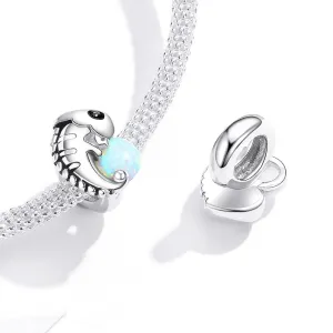 Solid 925 Sterling Silver Glowing Gecko Baby Lizard Animal Pandora Inspired Charm