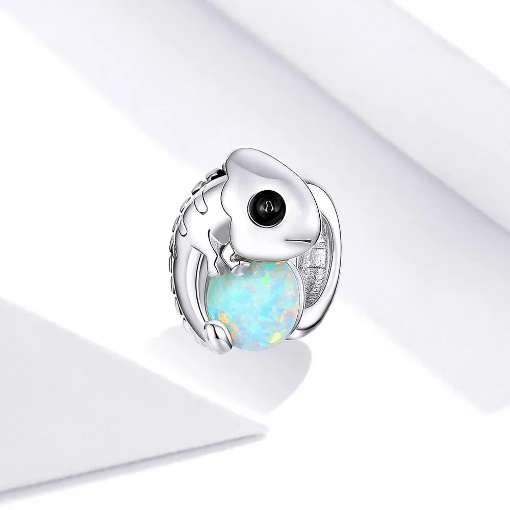 Solid 925 Sterling Silver Glowing Gecko Baby Lizard Animal Pandora Inspired Charm