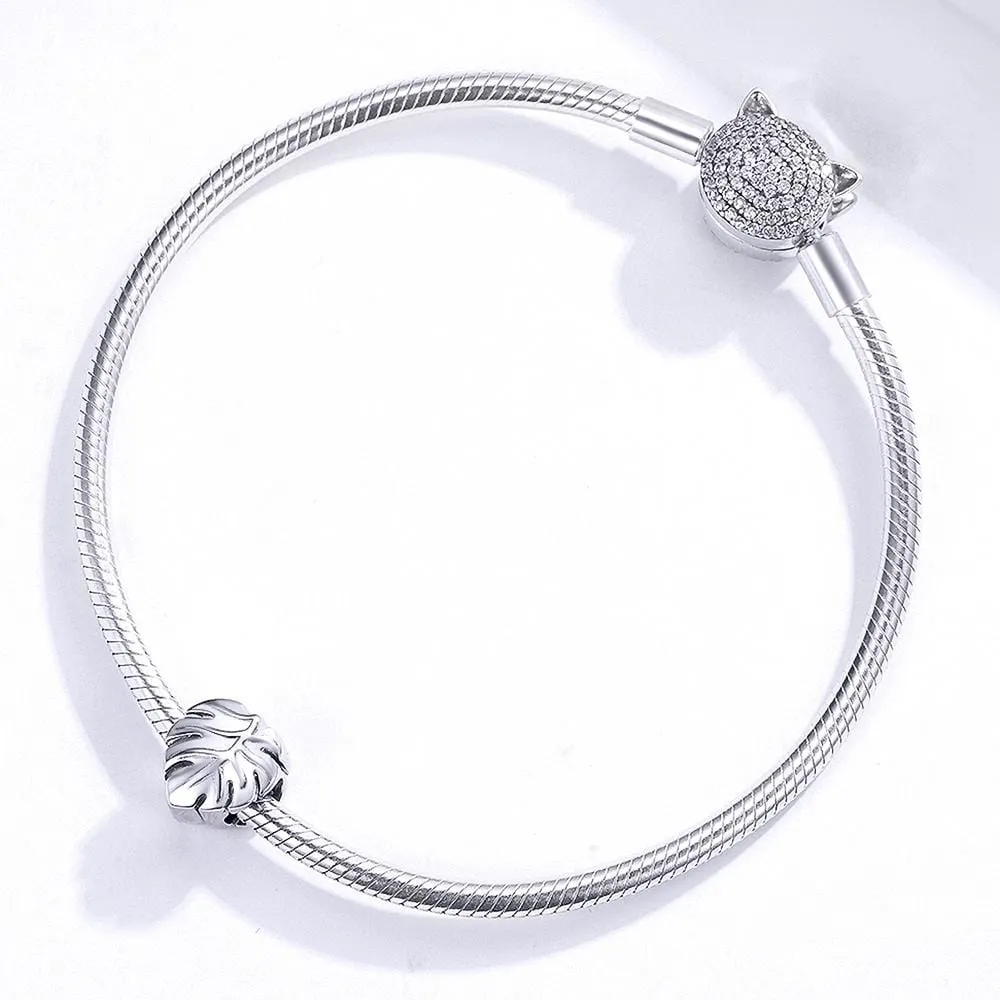 Solid 925 Sterling Silver Palm Leaf Pandora Inspired Charm