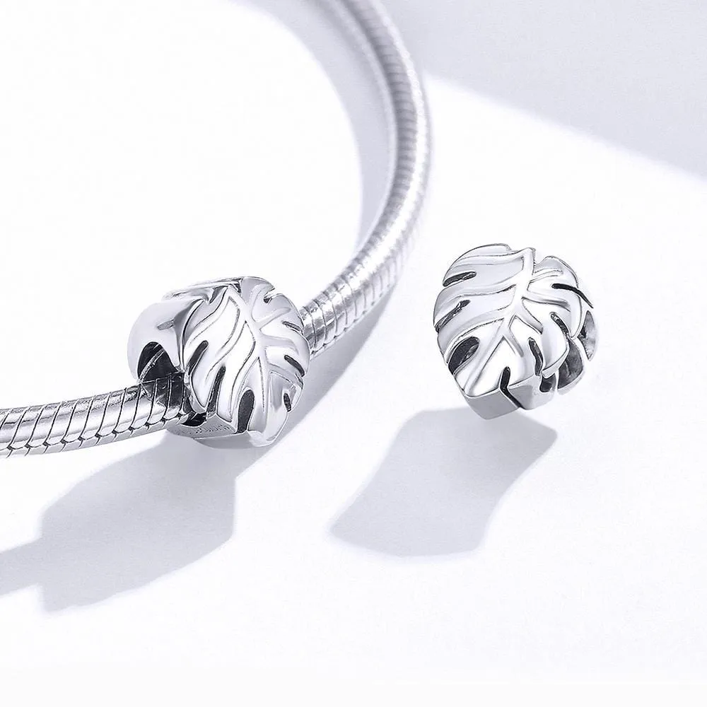 Solid 925 Sterling Silver Palm Leaf Pandora Inspired Charm