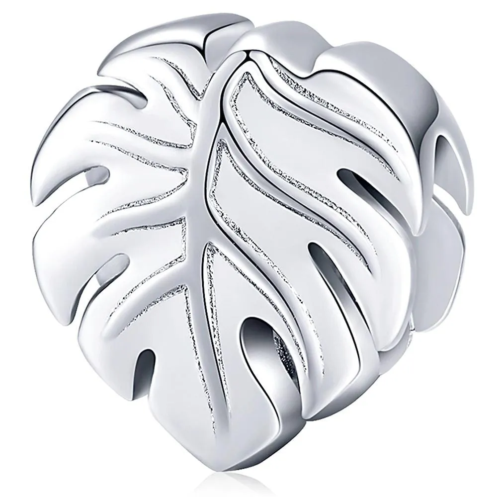 Solid 925 Sterling Silver Palm Leaf Pandora Inspired Charm