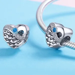 Solid 925 Sterling Silver Romantic Heart Shaped Sky Blue CZ Charm