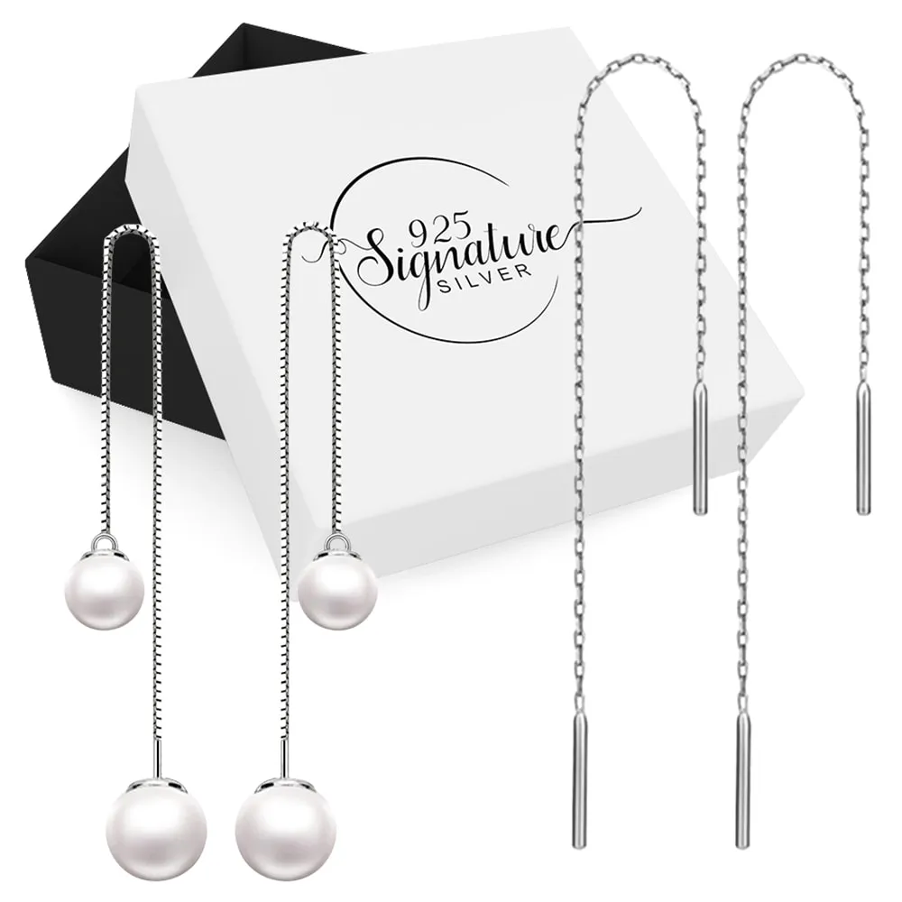 Solid 925 Sterling Silver Threader Earrings Set