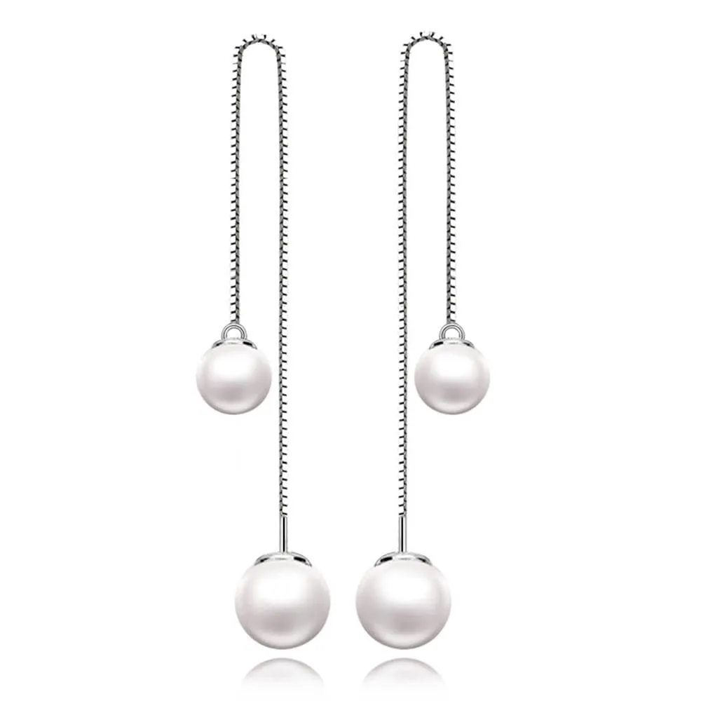 Solid 925 Sterling Silver Threader Earrings Set
