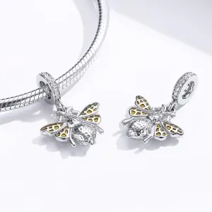 Solid 925 Sterling Silver ZirconBee Charm