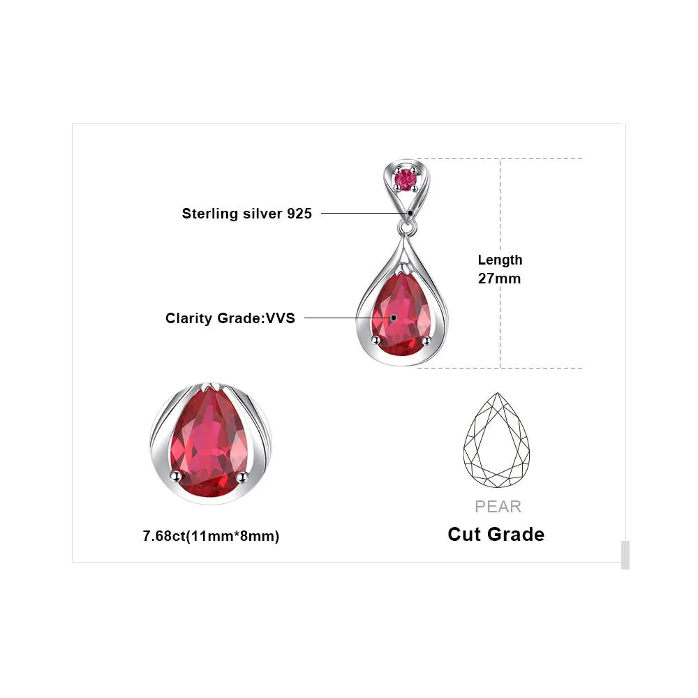 Sophisticated Water Drop Dangle Earrings with 7.6ct Created Red Ruby in 925 Sterling Silver