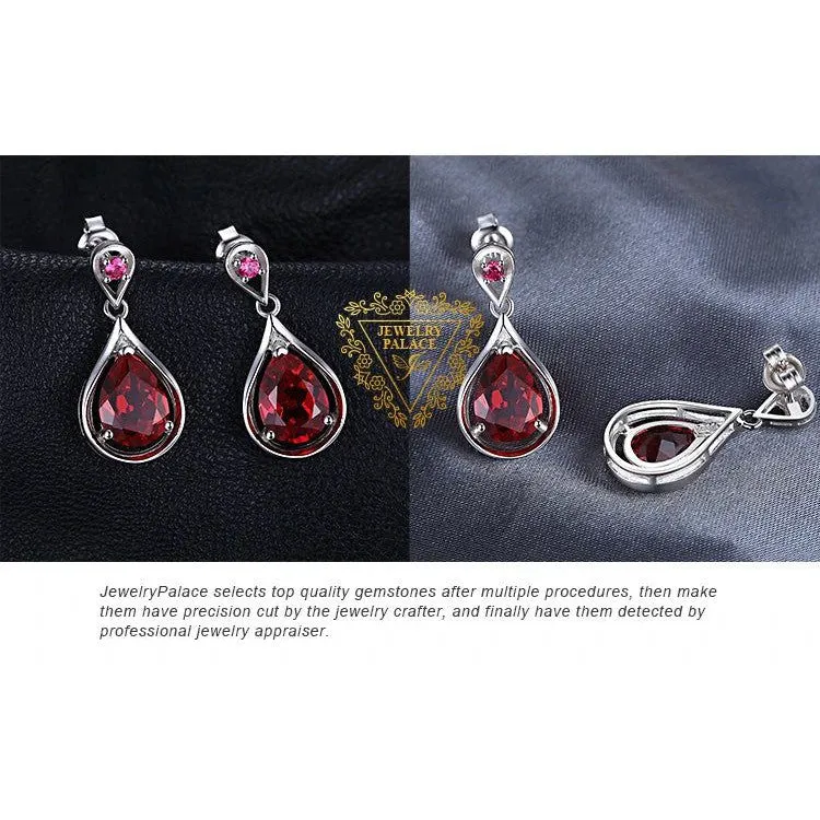 Sophisticated Water Drop Dangle Earrings with 7.6ct Created Red Ruby in 925 Sterling Silver