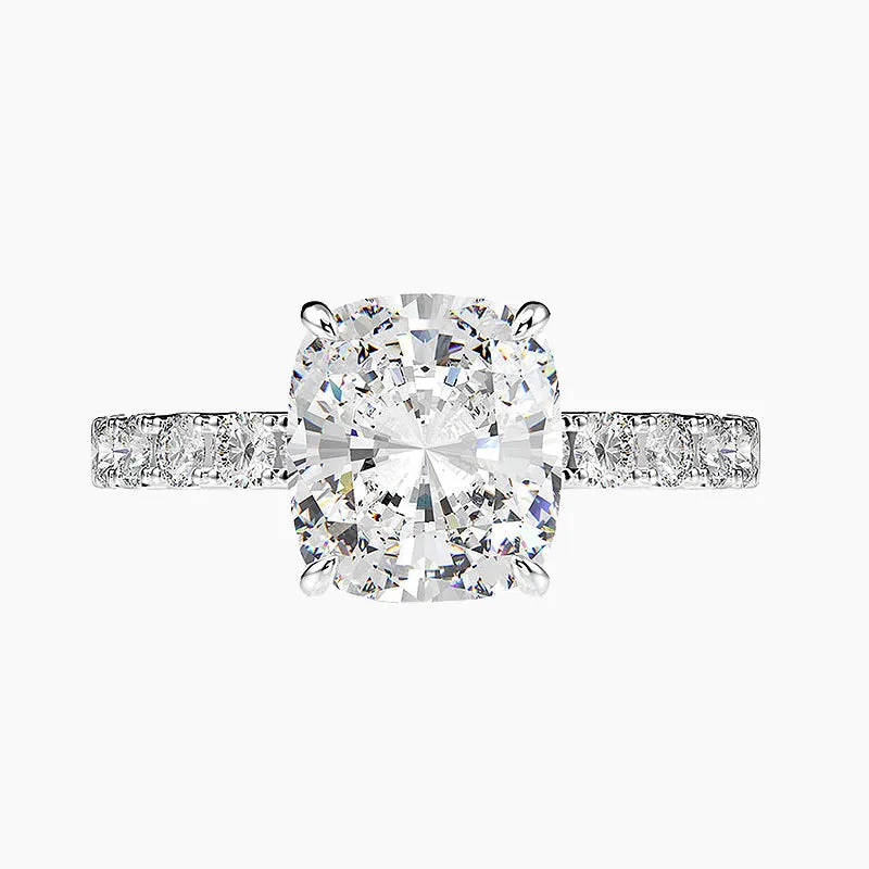 Square Cushion Cut Engagement Ring in Sterling Silver