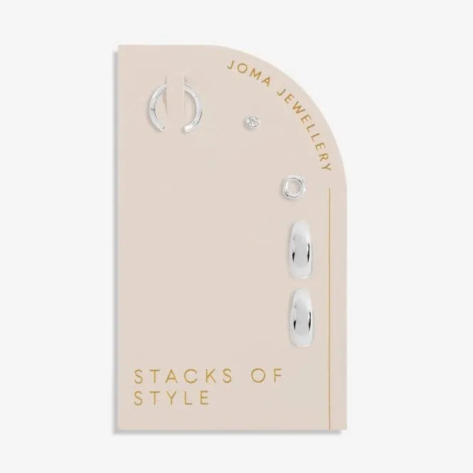 Stacks Of Style Silver Organic Shape Silver Set Of Earrings 6345