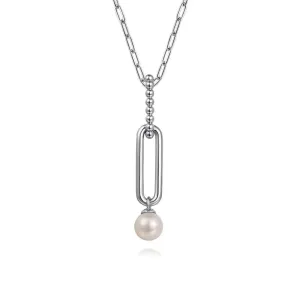 Sterling Silver 0.77ct Fresh Water Pearl Bujukan Drop Necklace by Gabriel