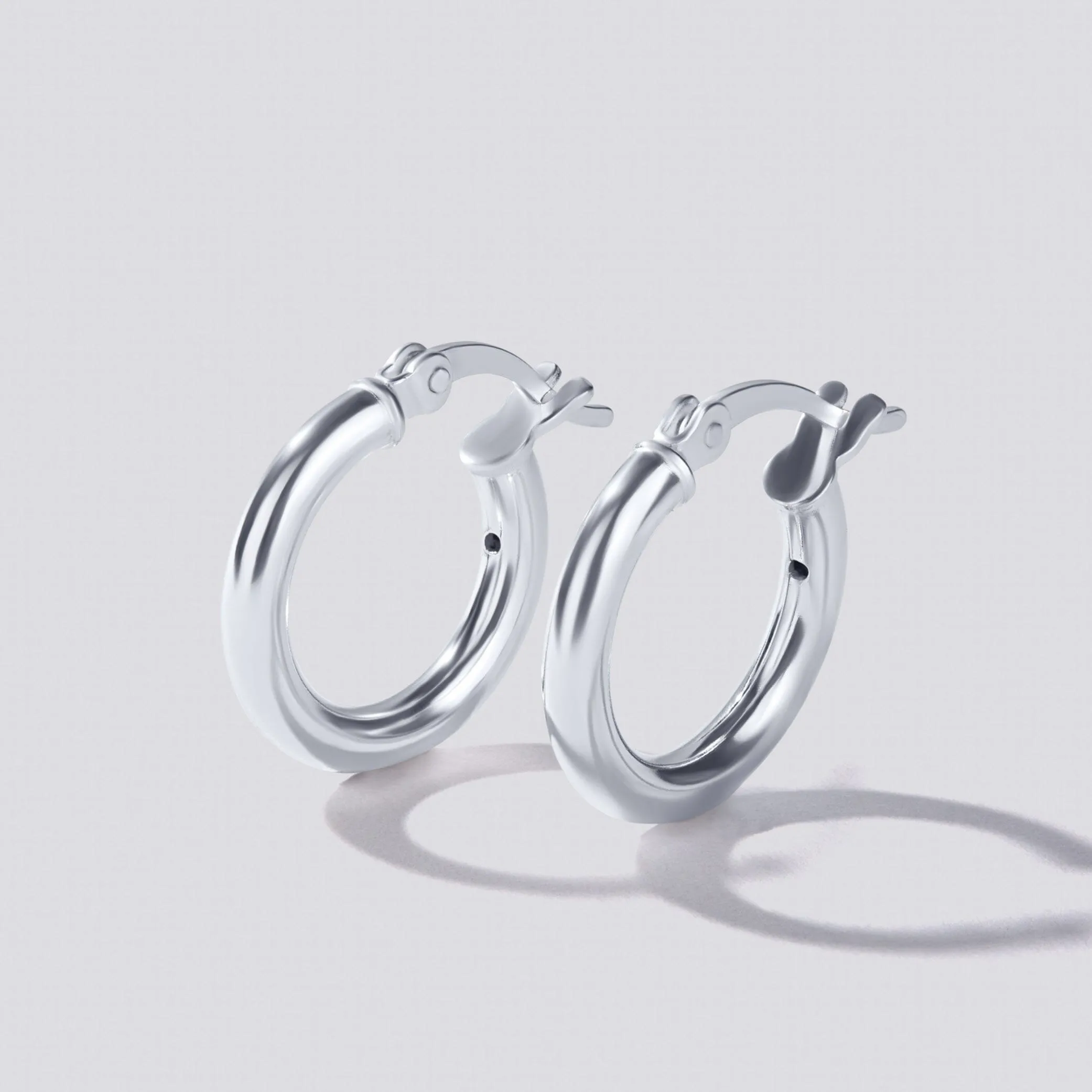 Sterling Silver 15mm Plain Hoop Earrings