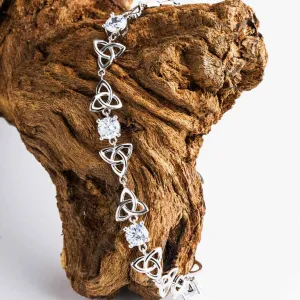 Sterling Silver Celtic Trinity CZ Bracelet