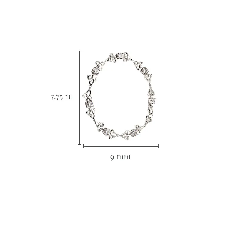 Sterling Silver Celtic Trinity CZ Bracelet