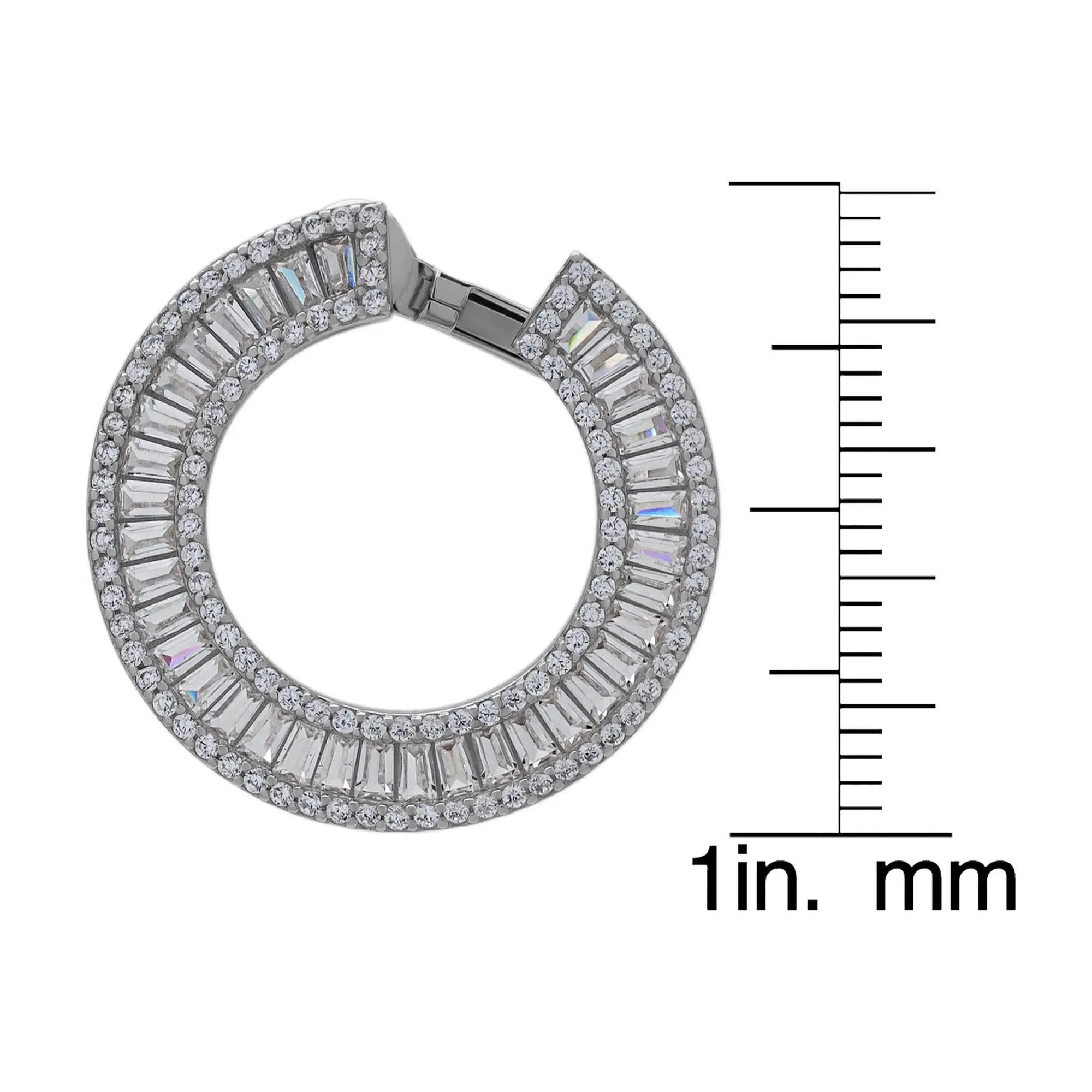 Sterling Silver Cubic Zirconia Baguette Circle Earrings