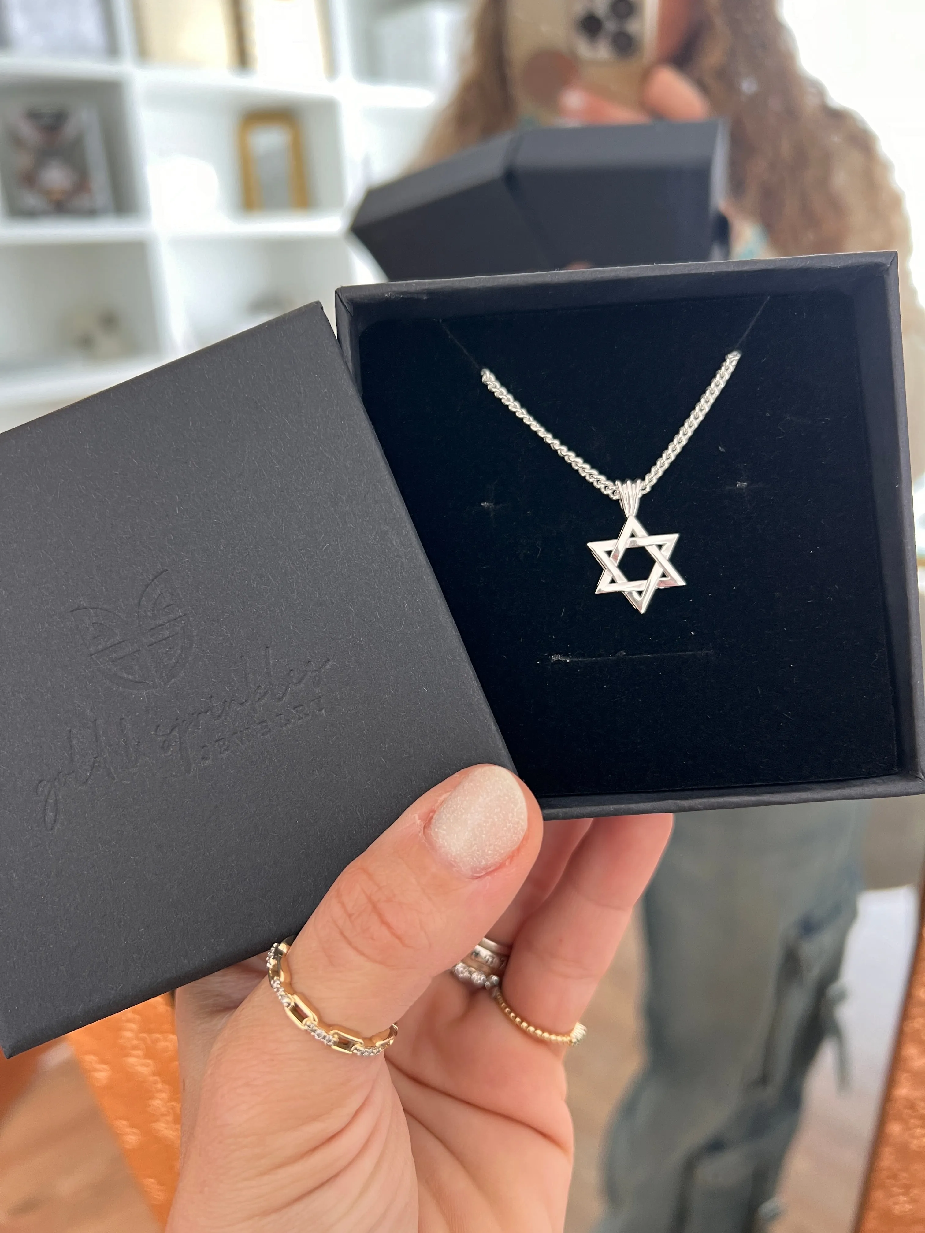 Sterling Silver David Star on Cuban Chain Necklace