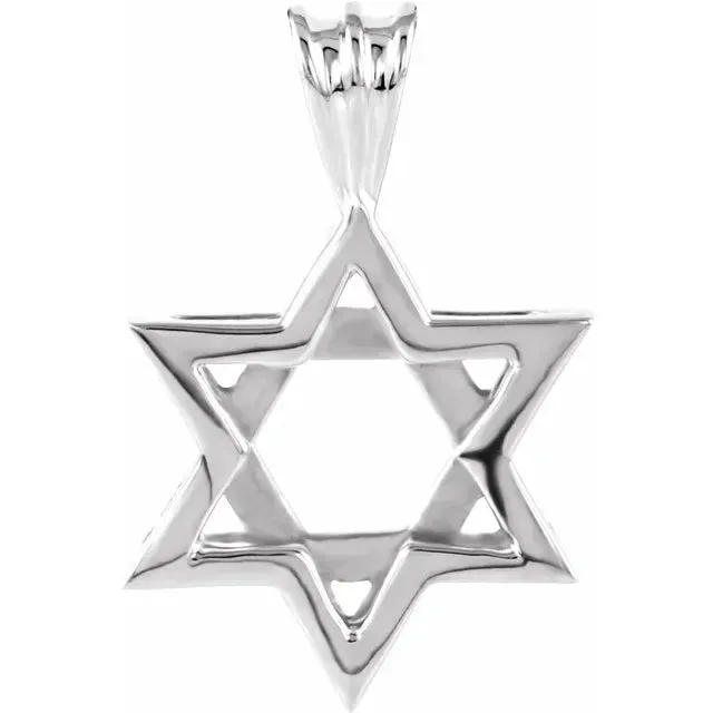 Sterling Silver David Star on Cuban Chain Necklace