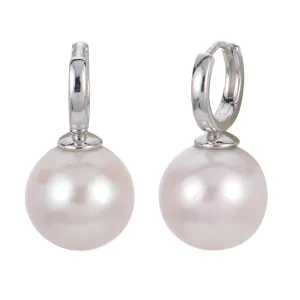 Sterling Silver Freshwater Pearl Huggie Hoop Earrings Sterling Silver Freshwater Pearl Huggie Hoop Earrings