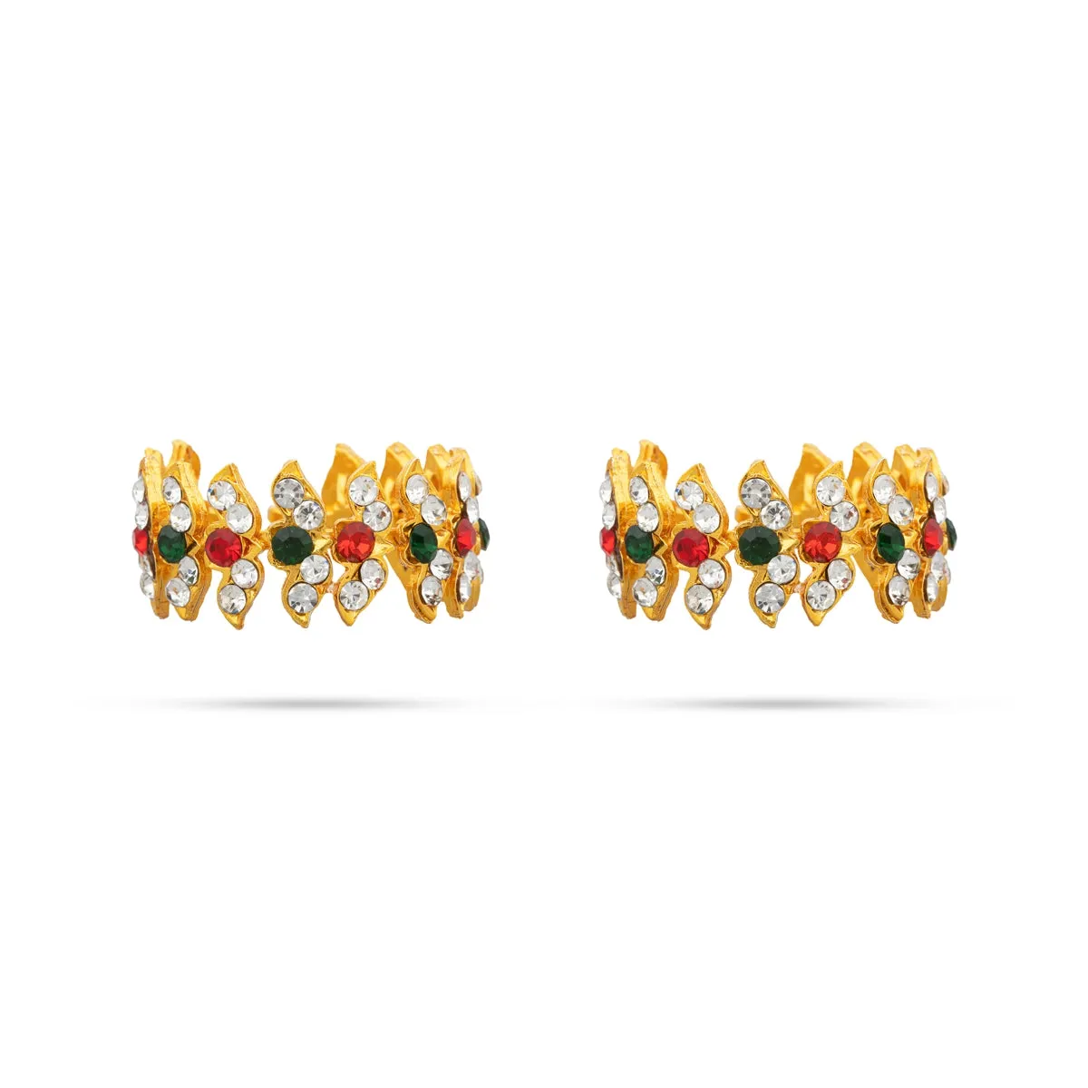 Stone Bangles Pair - 1.5 x 1.5 Inches | Artificial Jewellery/ Multicolour Stone Jewellery for Deity