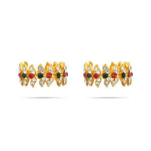 Stone Bangles Pair - 1.5 x 1.5 Inches | Artificial Jewellery/ Multicolour Stone Jewellery for Deity