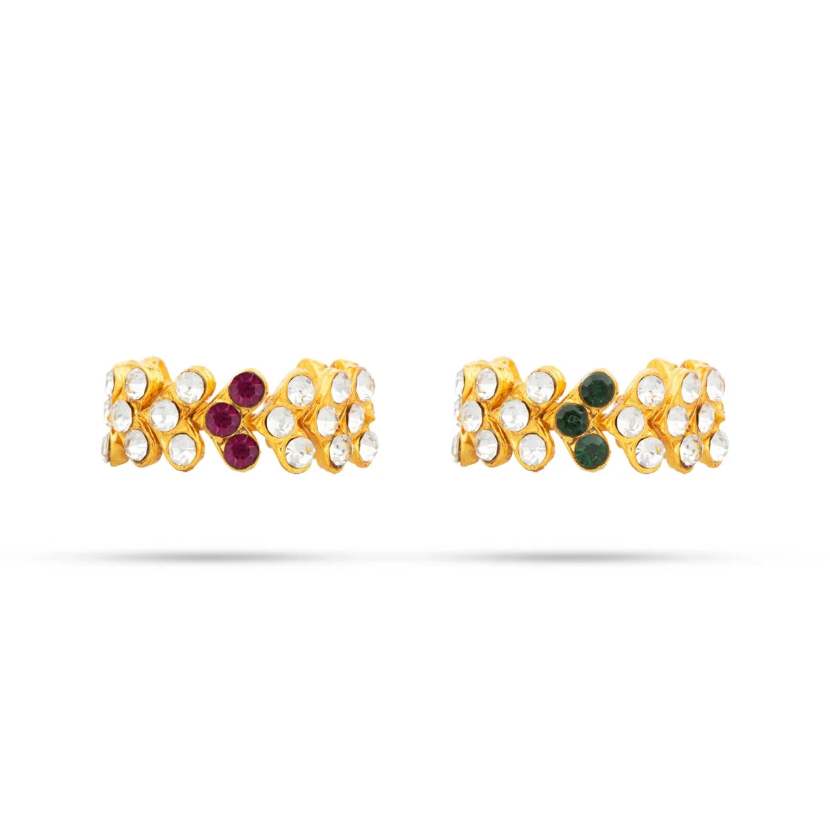 Stone Bangles Pair - 1.5 x 1.75 Inches | Multicolour Stone Jewellery/ Artificial Jewellery for Deity