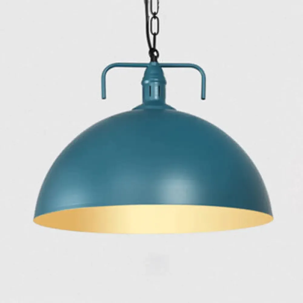 Stylish 1-Light Dark Blue Pendant Light for Living Room - 8"/10" Domed Ceiling Fixture