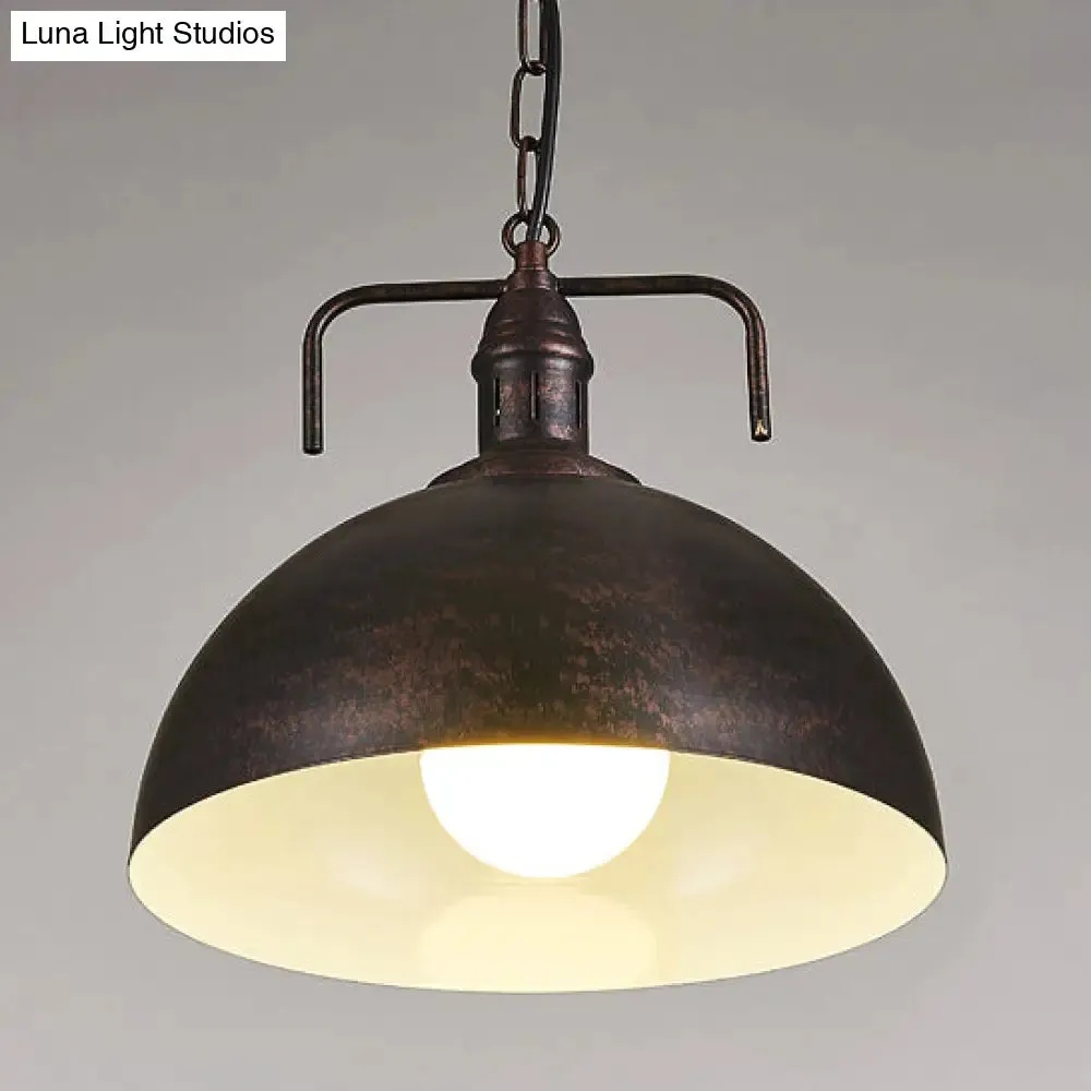 Stylish 1-Light Dark Blue Pendant Light for Living Room - 8"/10" Domed Ceiling Fixture