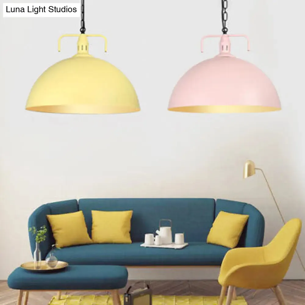 Stylish 1-Light Dark Blue Pendant Light for Living Room - 8"/10" Domed Ceiling Fixture