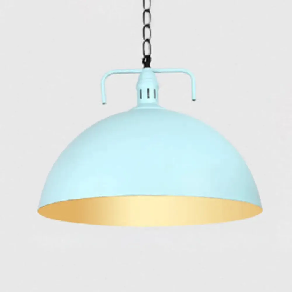 Stylish 1-Light Dark Blue Pendant Light for Living Room - 8"/10" Domed Ceiling Fixture