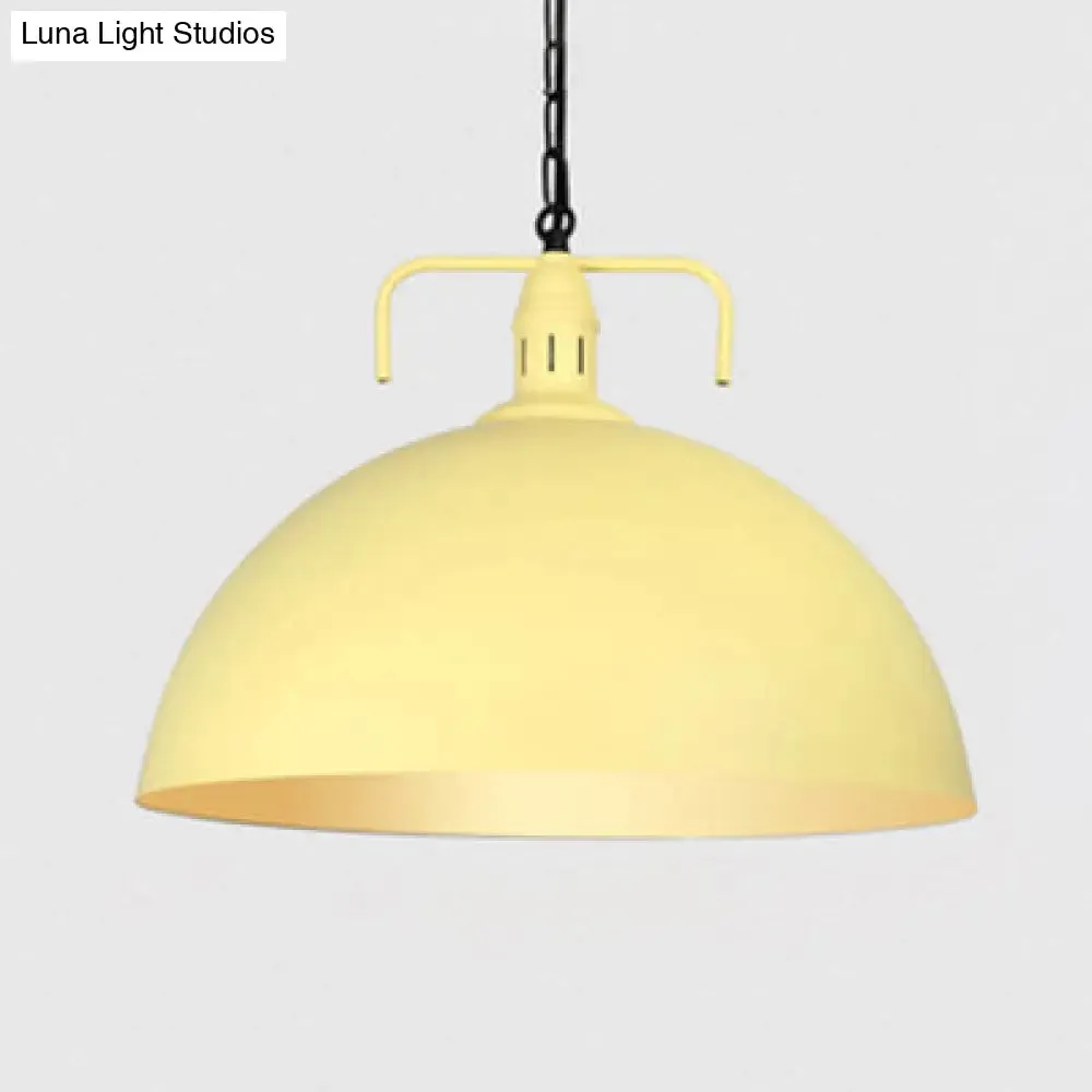 Stylish 1-Light Dark Blue Pendant Light for Living Room - 8"/10" Domed Ceiling Fixture