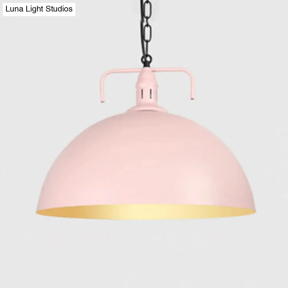 Stylish 1-Light Dark Blue Pendant Light for Living Room - 8"/10" Domed Ceiling Fixture