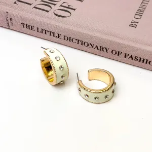 Surrounded By Starlight Small Gold Tone Hoop Earrings in Ivory
