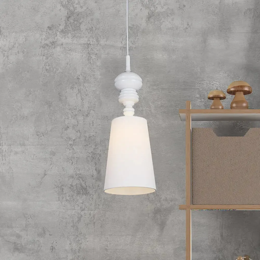 Tapered Nordic Fabric LED Pendant Lamp - 6"/8"/10" Dia - Black/White